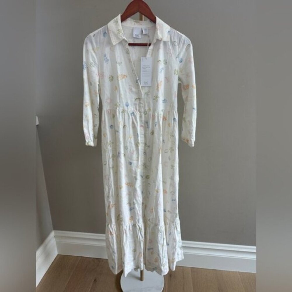 C & C California Linen Blend Maxi Dress – XS – NWT Tropical Nautical Print